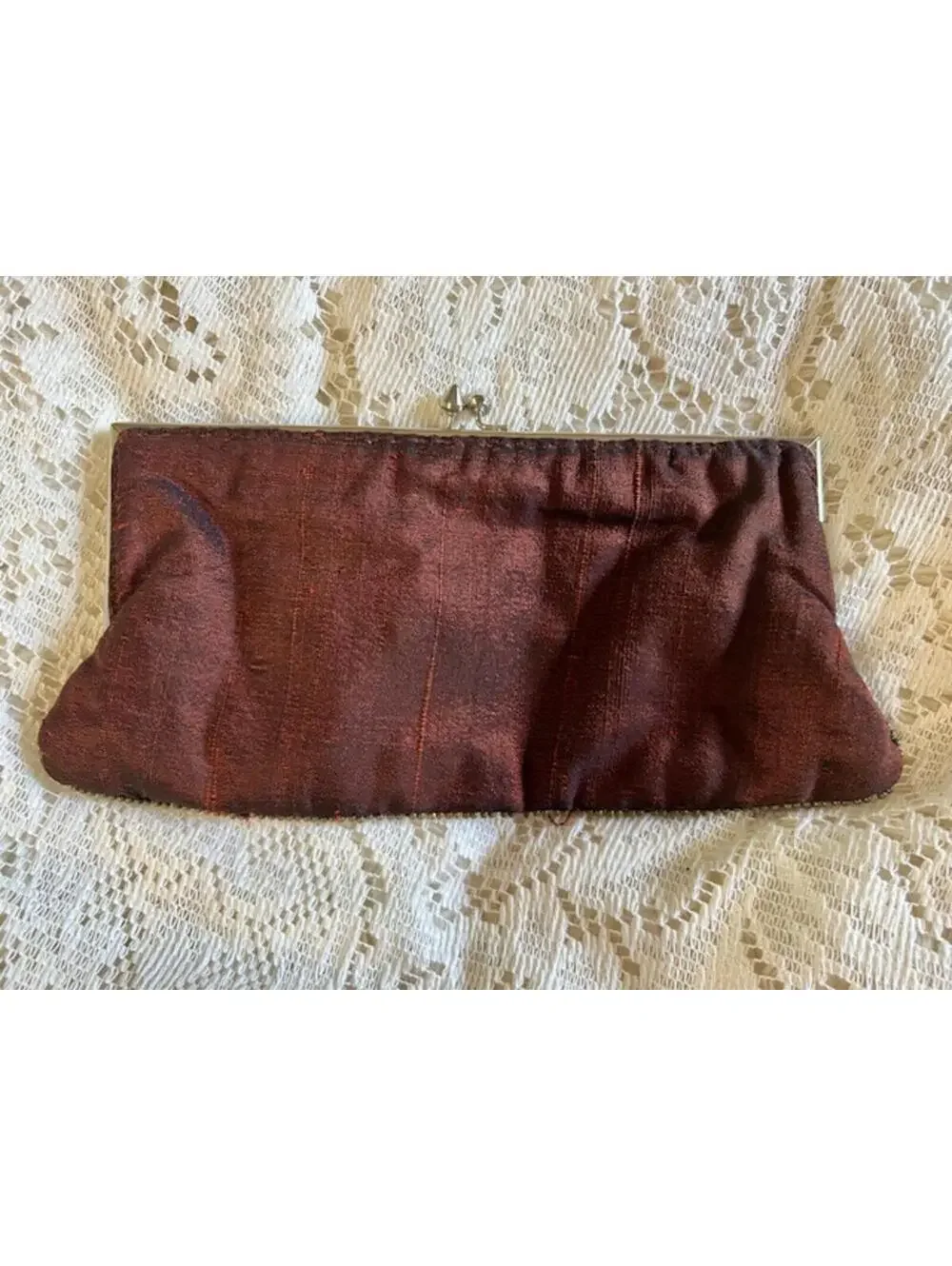 Vintage Beaded Brown Clutch Purse